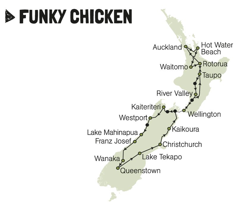 kiwi experience bus pass funky chicken new zealand rtw backpackers