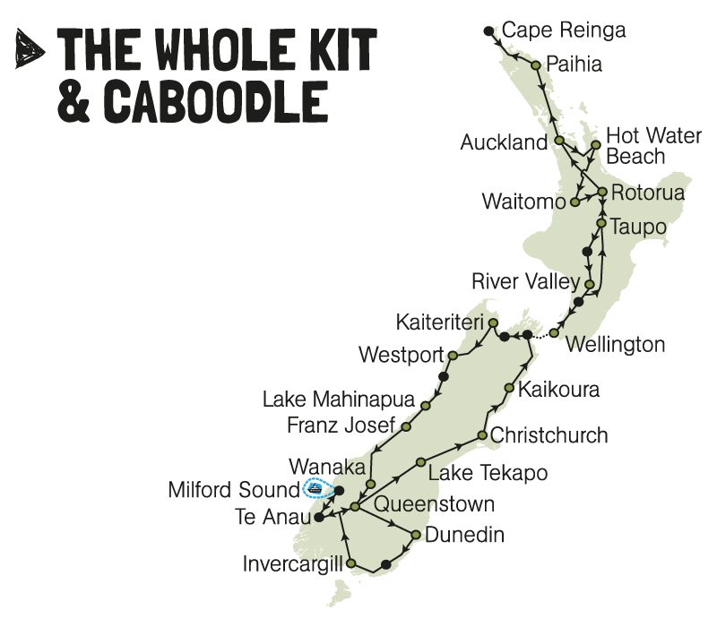 kiwi experience bus pass whole kit and caboodle new zealand