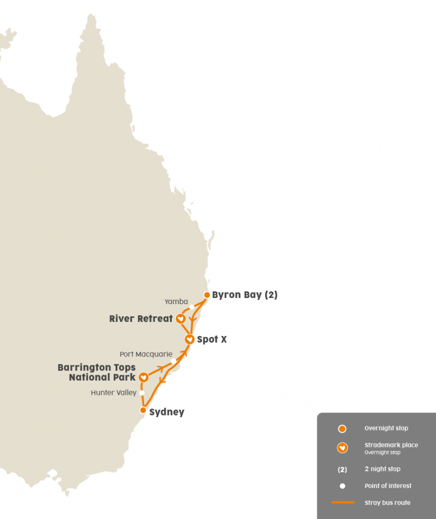 stray australia loka nat pass hop on hop off freestyle oz backpacker east coast Sydney byron bay